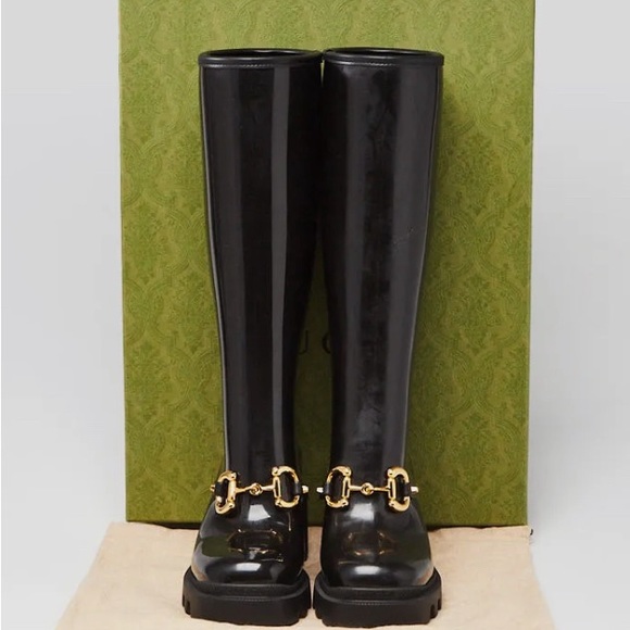Gucci horsebit knee-hi rain boots. - Picture 3 of 5